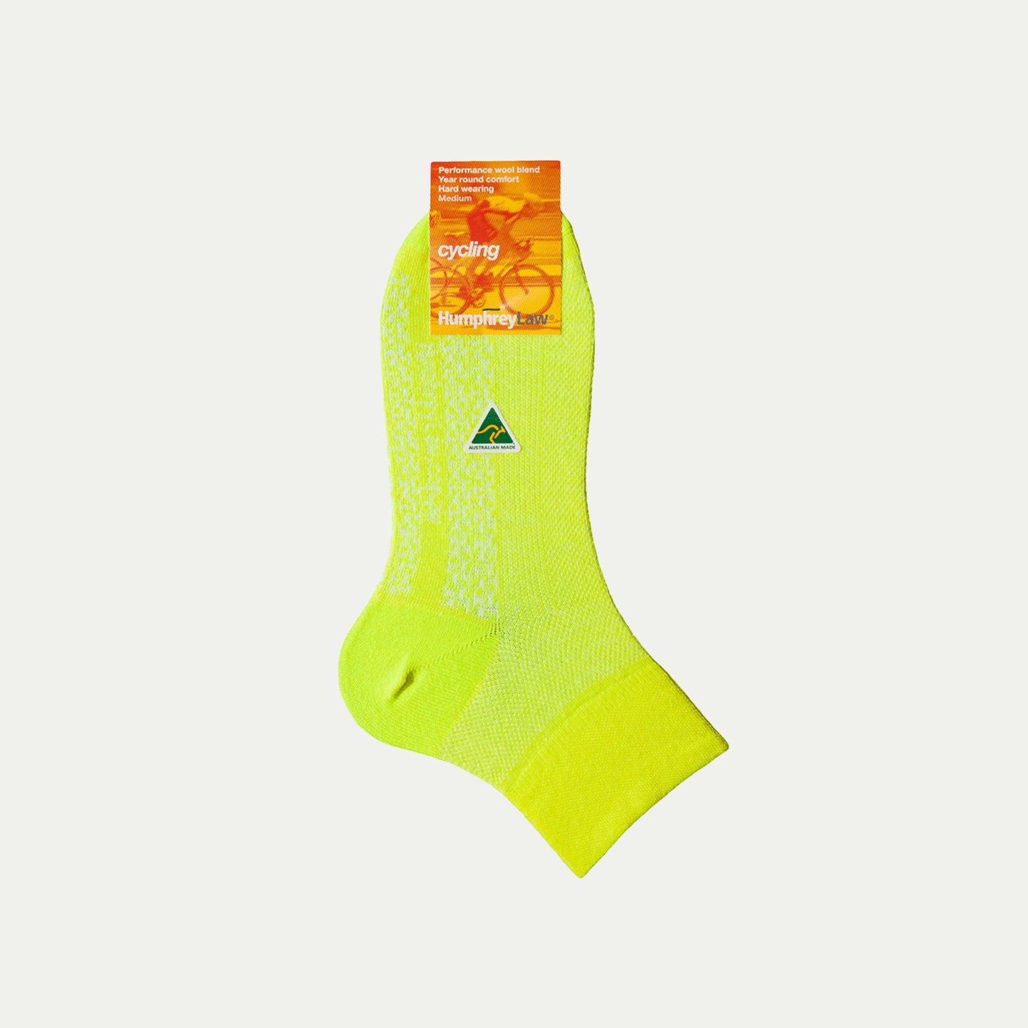 Fluro Yellow Merino cycling crew socks © Humphrey Law
