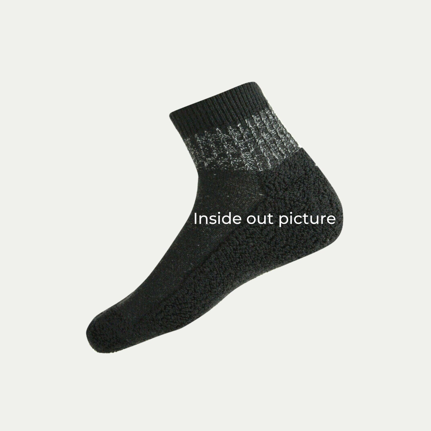 33A-B Wool blend sock on a white background with text 'Inside out picture' © Humphrey Law