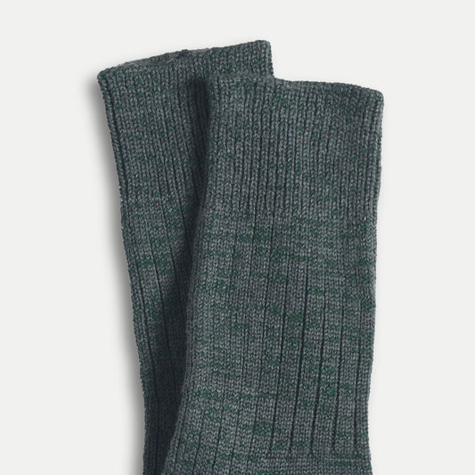 Chunky Tasmanian Merino Crew Socks – Marl Collection - Green