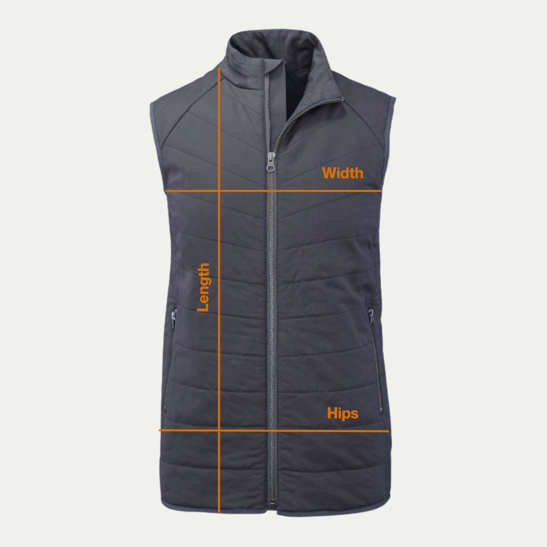How to measure the Merino quilted gilet vest © Bluey Merino Tasmania