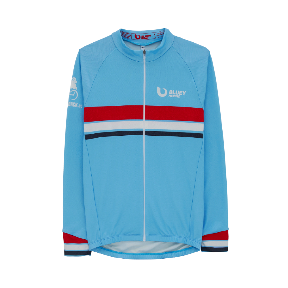 Men s Sportwool Tasmanian Merino Cycling Jersey Bluey Merino Tasmania