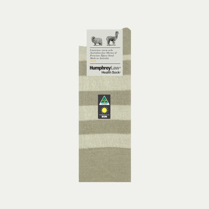 Taupe and Bone striped Merino and Alpaca sock by Humphrey Law