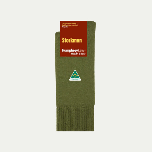 Merino Blend Stockman socks in Khaki-Green © Humphrey Law