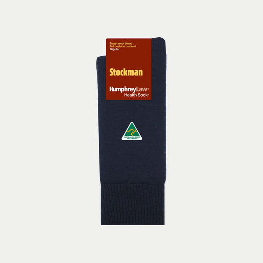 Merino Blend Stockman socks in Navy © Humphrey Law