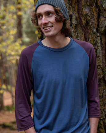 Men’s Tasmanian Merino 180 Raglan 3/4 Sleeve Top - Bluey Merino