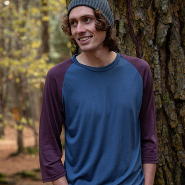 Men’s Tasmanian Merino 180 Raglan 3/4 Sleeve Top - Bluey Merino