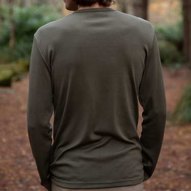 Men’s Tasmanian Merino 220 Henley Long Sleeve Top NEW - Bluey Merino