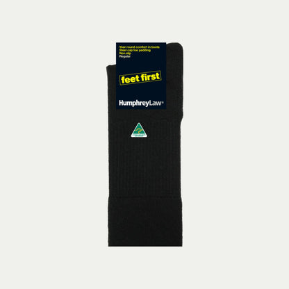 32C_Black Wool blend sock with 'feet first' © Humphrey Law
