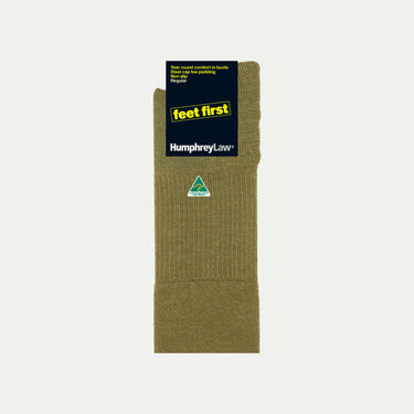 32C_Khaki Wool blend sock with 'feet first' © Humphrey Law