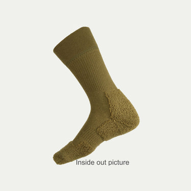 32C_Khaki Wool blend sock with 'feet first' © Humphrey Law - Ghost