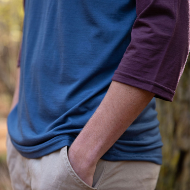 Men’s Tasmanian Merino 180 Raglan 3/4 Sleeve Top - Bluey Merino