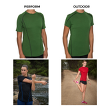 Women's Tasmanian Merino Perform T-Shirt Moss Green + Black - Final Sale - Bluey Merino Tasmania