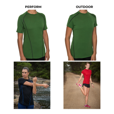 Women's Tasmanian Merino Perform T-Shirt Blue + Black - Final Sale - Bluey Merino Tasmania