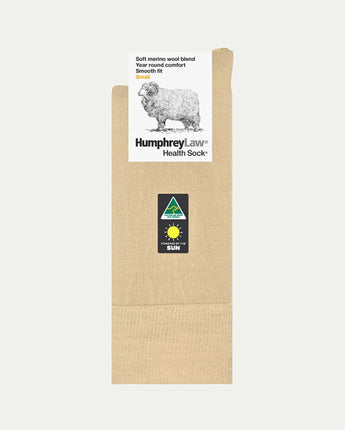 Bone_Merino Wool Crew Sock. No itch guarantee. Health Sock. © Humphrey Law. Made in Australia.