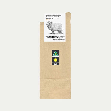 Bone_Merino Wool Crew Sock. No itch guarantee. Health Sock. © Humphrey Law. Made in Australia.