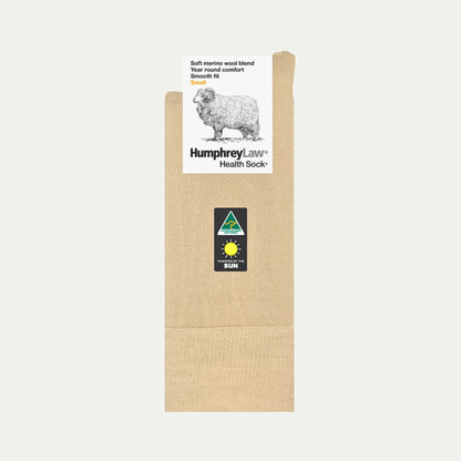 Bone_Merino Wool Crew Sock. No itch guarantee. Health Sock. © Humphrey Law. Made in Australia.