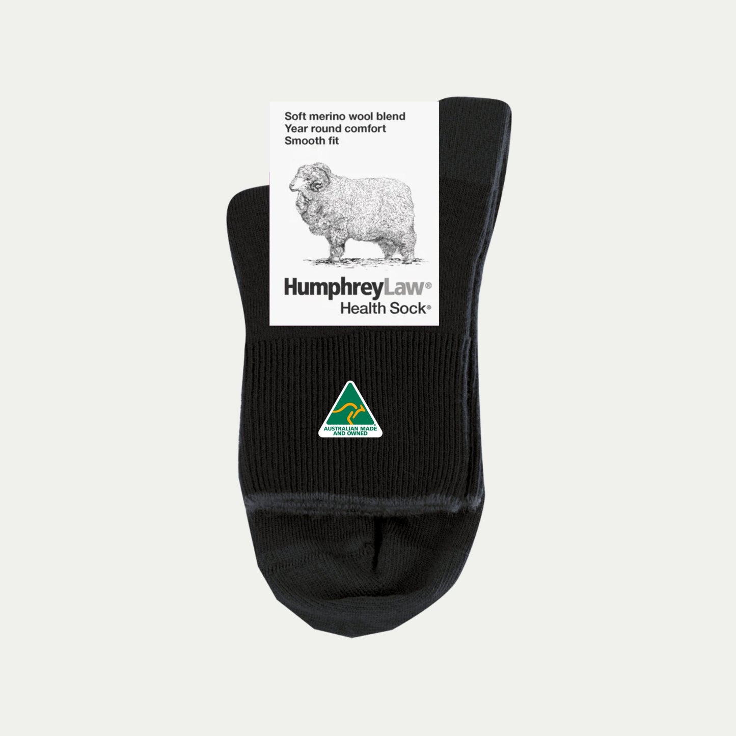 Black_Currawong. Merino Crew Socks. © Humphrey Law. Made in Australia