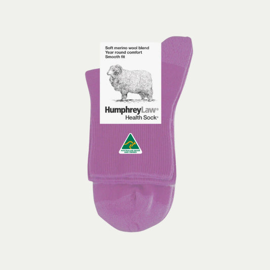 Light purple _ Lavender Merino Crew Socks. © Humphrey Law. Made in Australia