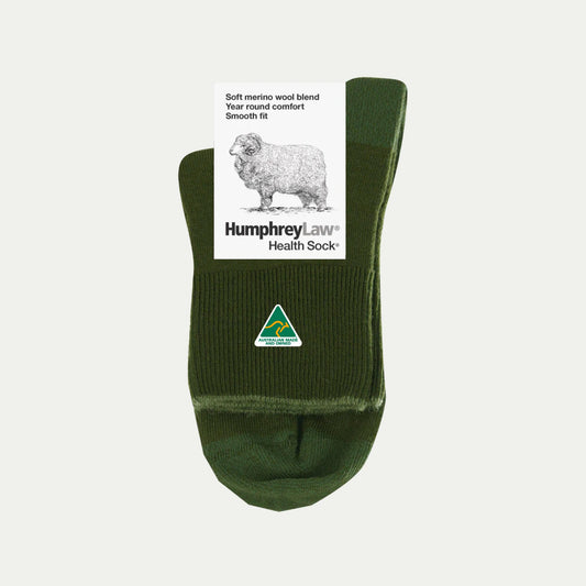 Green_Moss. Merino Crew Socks. © Humphrey Law. Made in Australia
