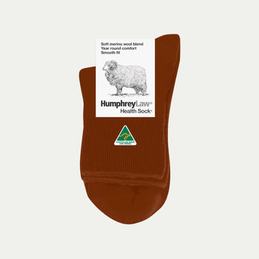 Brown_Terracotta. Merino Crew Socks. © Humphrey Law. Made in Australia