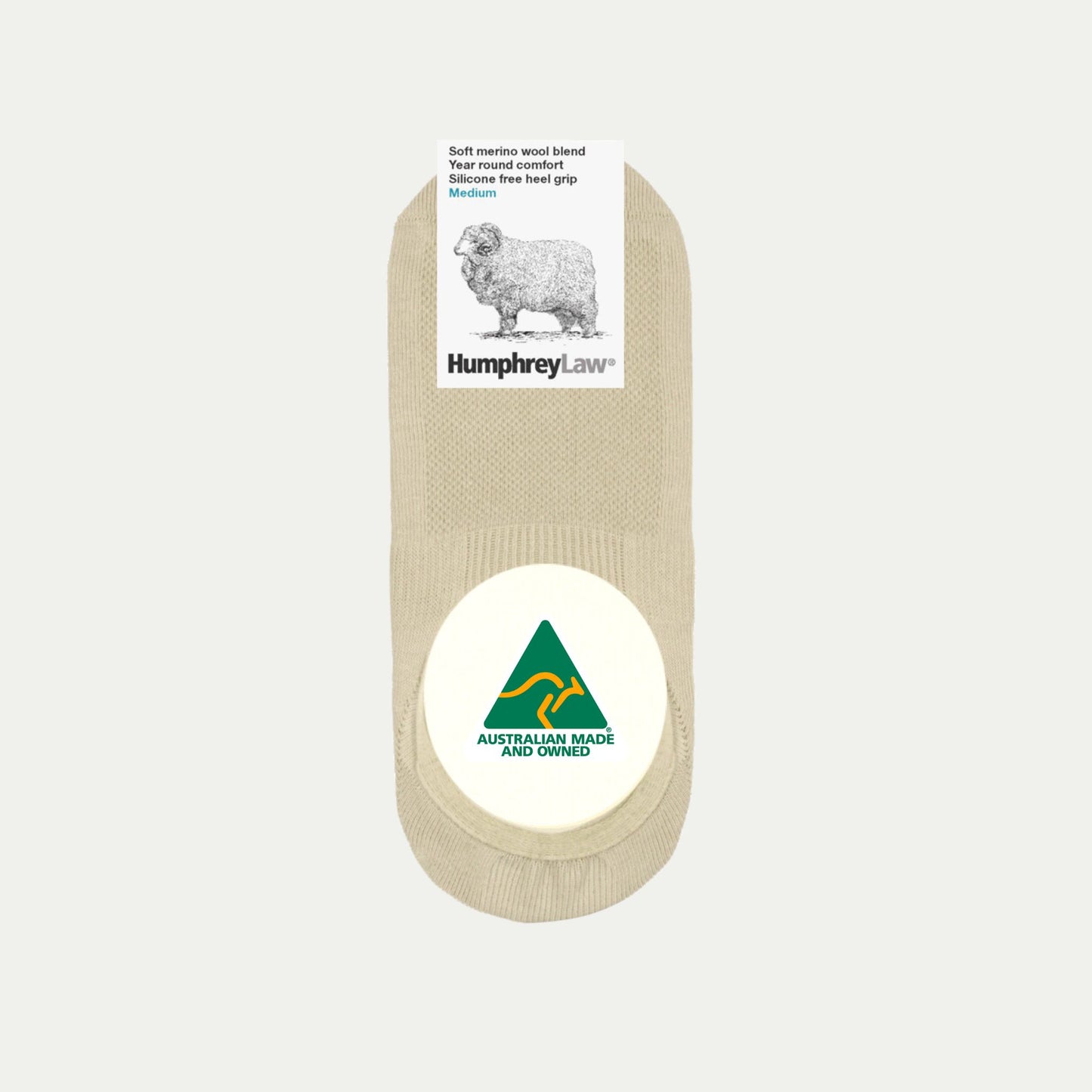 Neutral_Bone Merino invisible sock ©Humphrey Law. Australian Made