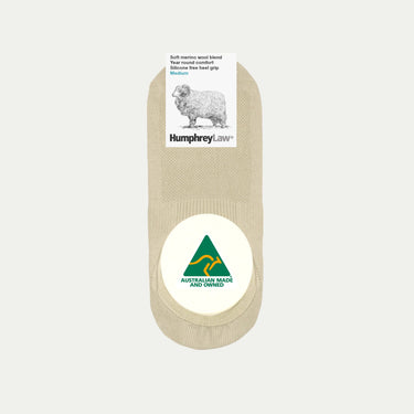 Neutral_Bone Merino invisible sock ©Humphrey Law. Australian Made