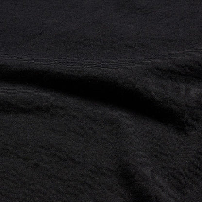 Close-up of black - Currawong Merino fabric texture ultrafine knit. © Bluey Merino Tasmania