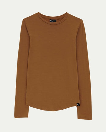 Long sleeve Merino top in the colour Kunanyi - Bronze © Bluey Merino Tasmania