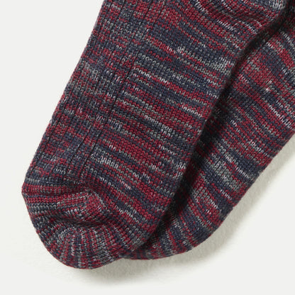 Chunky Tasmanian Merino Crew Socks – Marl Collection - Burgundy