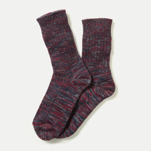Chunky Tasmanian Merino Crew Socks – Marl Collection - Burgundy