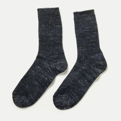 Chunky Tasmanian Merino Crew Socks – Marl Collection - Currawong Black