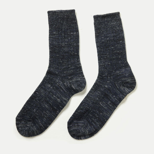 Chunky Tasmanian Merino Crew Socks – Marl Collection - Currawong Black