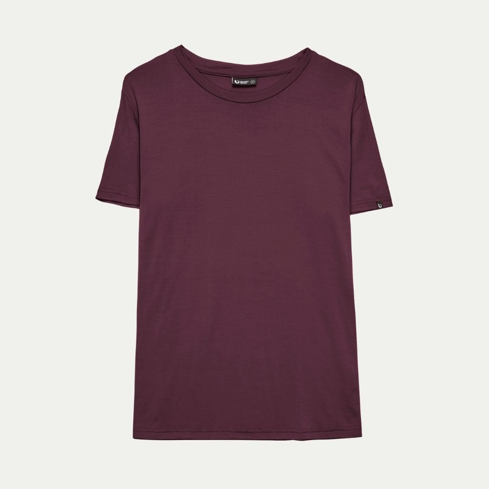 Emrik Merino Men's T-Shirt  in maroon @ Bluey Merino Tasmania