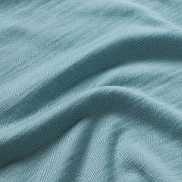 Merino tank top in the colour Oyster Bay (Duck Egg Blue) fabric up close. © Bluey Merino Tasmania