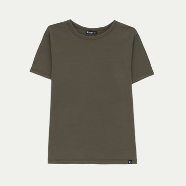Pale Khaki - West Coast Merino cropped t-shirt © Bluey Merino Tasmania
