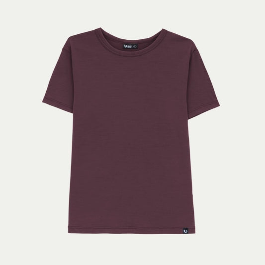 Maroon - Dark Bridestowe Merino cropped t-shirt © Bluey Merino Tasmania