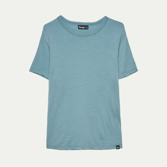 Duck egg blue (Oyster Bay) Merino cropped t-shirt © Bluey Merino Tasmania