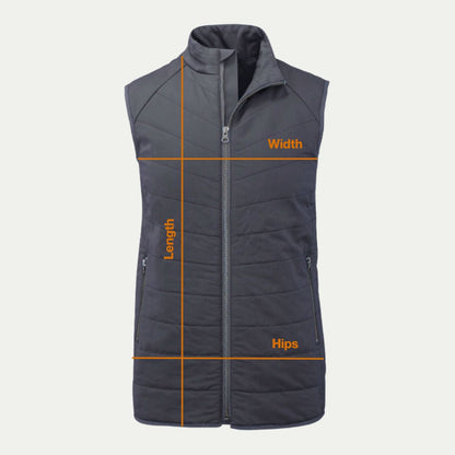 How to measure the Merino quilted gilet vest  © Bluey Merino Tasmania