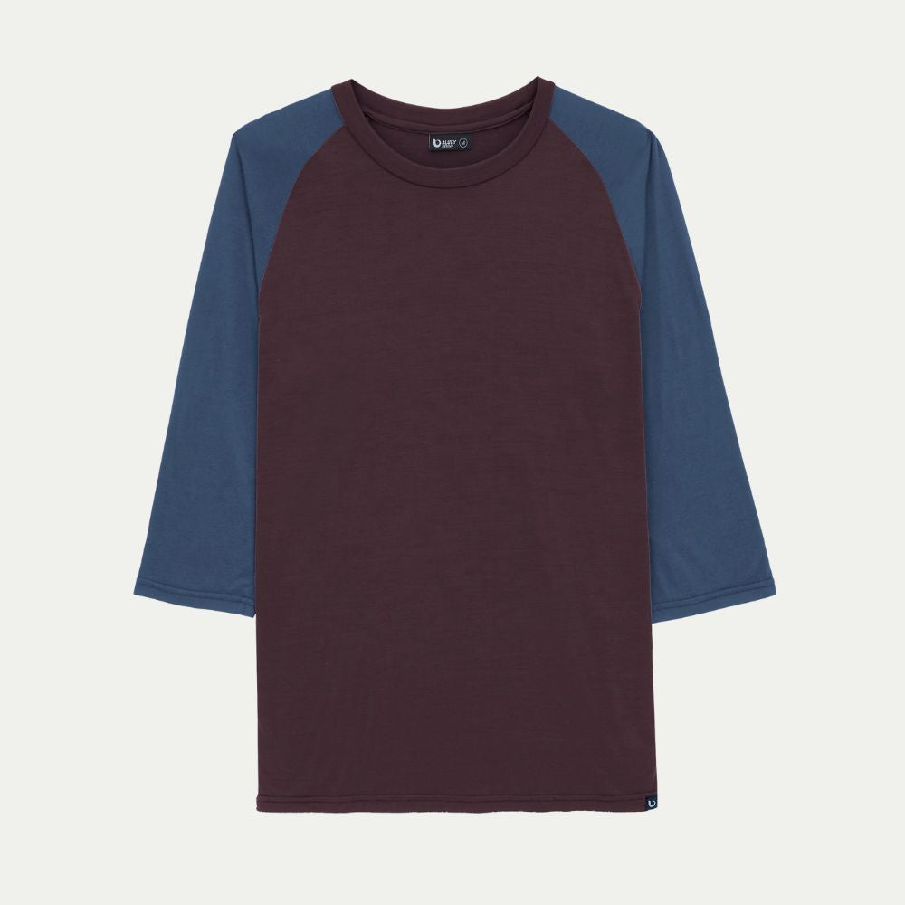 Merino bike jersey in blue and maroon © Bluey Merino Tasmania