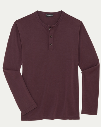 Men's Henley Merino Long Sleeve T-Shirt - Bluey Merino Tasmania
