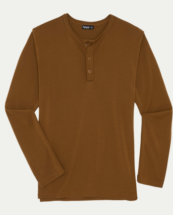 Men's Henley Merino Long Sleeve T-Shirt - Bluey Merino Tasmania
