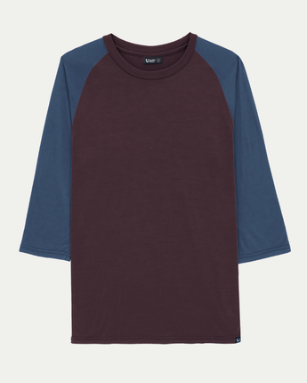 Raglan Merino 3/4 sleeve t-shirt for men © Bluey Merino Tasmania
