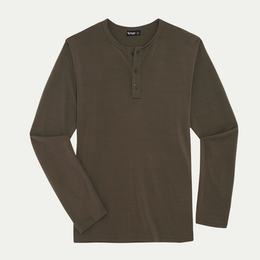 Men's Henley Merino Long Sleeve T-Shirt - Bluey Merino Tasmania