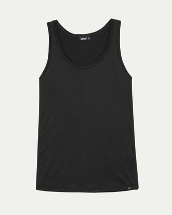 Men's Merino tank in Currawong Black © Bluey Merino Tasmania