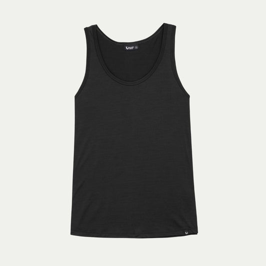 Men's Merino tank in Currawong Black © Bluey Merino Tasmania