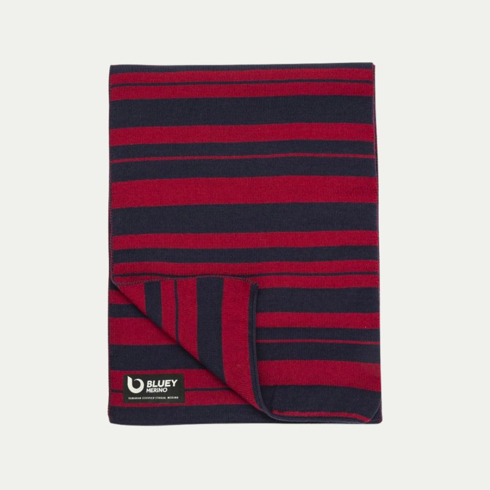 Tasmanian Merino Weekender Scarf – Burgundy + Navy - Bluey Merino Tasmania