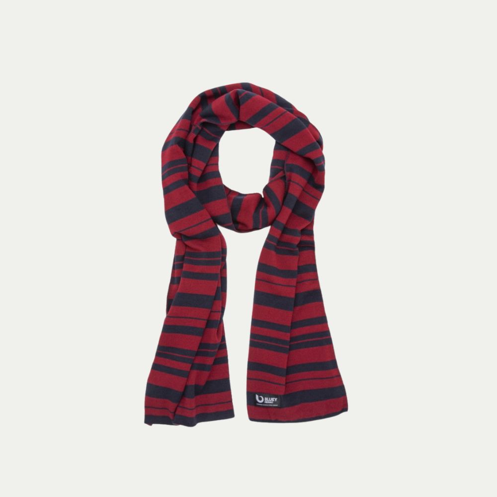 Tasmanian Merino Weekender Scarf – Burgundy + Navy - Bluey Merino Tasmania