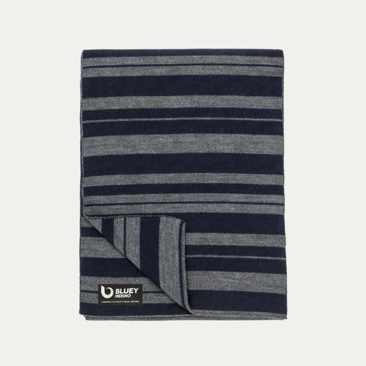 Tasmanian Merino Weekender Scarf – Grey + Navy - Bluey Merino Tasmania
