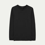 Black - Currawong long-sleeve Merino shirt ghost image style. © Bluey Merino Tasmania