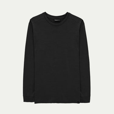 Black - Currawong long-sleeve Merino shirt ghost image style. © Bluey Merino Tasmania